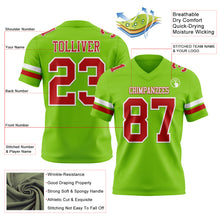 Load image into Gallery viewer, Custom Neon Green Red-White Authentic Football Jersey