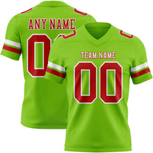Load image into Gallery viewer, Custom Neon Green Red-White Authentic Football Jersey