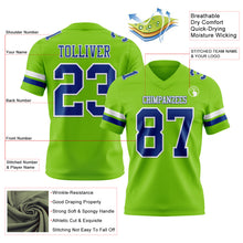Load image into Gallery viewer, Custom Neon Green Royal-White Authentic Football Jersey
