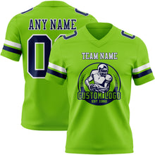 Charger l'image dans la galerie, Custom Neon Green Navy-White Authentic Football Jersey