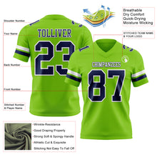 Charger l'image dans la galerie, Custom Neon Green Navy-White Authentic Football Jersey