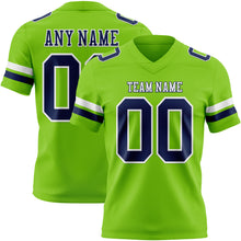 Charger l'image dans la galerie, Custom Neon Green Navy-White Authentic Football Jersey