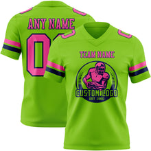 Load image into Gallery viewer, Custom Neon Green Pink-Navy Authentic Football Jersey