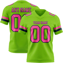 Load image into Gallery viewer, Custom Neon Green Pink-Navy Authentic Football Jersey
