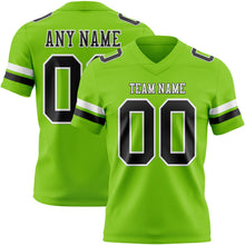 Load image into Gallery viewer, Custom Neon Green Black-White Authentic Football Jersey