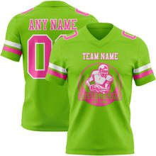 Load image into Gallery viewer, Custom Neon Green Pink-White Authentic Football Jersey