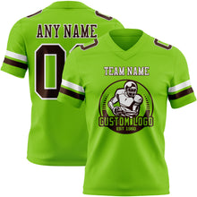 Load image into Gallery viewer, Custom Neon Green Brown-White Authentic Football Jersey