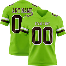 Load image into Gallery viewer, Custom Neon Green Brown-White Authentic Football Jersey