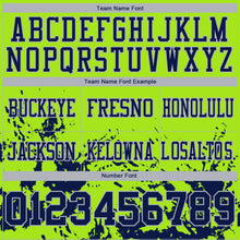 Laden Sie das Bild in den Galerie-Viewer, Custom Neon Green Navy-Gray 3D Pattern Splash Authentic Football Jersey