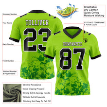 Load image into Gallery viewer, Custom Neon Green Black Grass Green-White 3D Pattern Splash Authentic Football Jersey