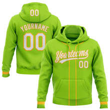 Load image into Gallery viewer, Custom Stitched Neon Green White-Gold Baseball Pullover Sweatshirt Hoodie