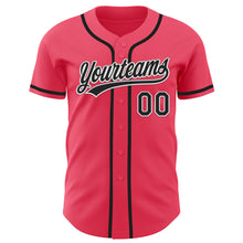 Load image into Gallery viewer, Custom Neon Pink Black-White Authentic Baseball Jersey