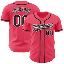 Load image into Gallery viewer, Custom Neon Pink Black-White Authentic Baseball Jersey
