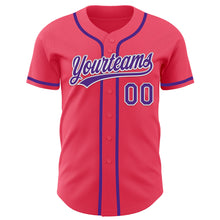 Load image into Gallery viewer, Custom Neon Pink Purple-White Authentic Baseball Jersey