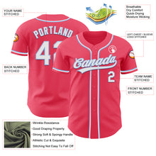 Load image into Gallery viewer, Custom Neon Pink Light Blue-White Authentic Baseball Jersey