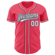 Load image into Gallery viewer, Custom Neon Pink Black-Light Blue Authentic Baseball Jersey