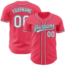 Load image into Gallery viewer, Custom Neon Pink Black-Light Blue Authentic Baseball Jersey