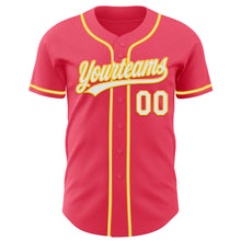 Load image into Gallery viewer, Custom Neon Pink White-Yellow Authentic Baseball Jersey