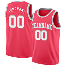 Charger l'image dans la galerie, Custom Neon Pink White-Gray Authentic Basketball Jersey