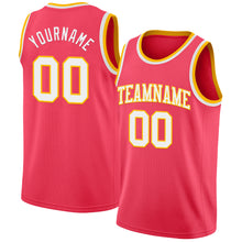 Загрузить изображение в средство просмотра галереи, Custom Neon Pink White-Gold Authentic Basketball Jersey