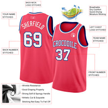 Загрузить изображение в средство просмотра галереи, Custom Neon Pink White-Royal Authentic Basketball Jersey
