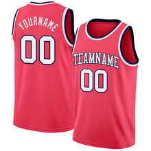 Charger l'image dans la galerie, Custom Neon Pink White-Navy Authentic Basketball Jersey