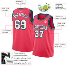 Загрузить изображение в средство просмотра галереи, Custom Neon Pink White Black-Teal Authentic Basketball Jersey