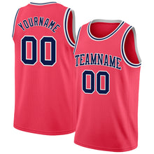 Laden Sie das Bild in den Galerie-Viewer, Custom Neon Pink Navy-White Authentic Basketball Jersey