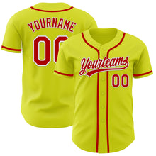 Laden Sie das Bild in den Galerie-Viewer, Custom Neon Yellow Red-White Authentic Baseball Jersey