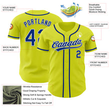 Laden Sie das Bild in den Galerie-Viewer, Custom Neon Yellow Royal-White Authentic Baseball Jersey