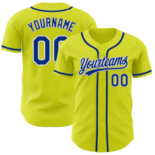 Laden Sie das Bild in den Galerie-Viewer, Custom Neon Yellow Royal-White Authentic Baseball Jersey