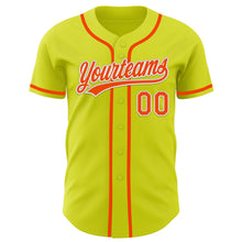 Laden Sie das Bild in den Galerie-Viewer, Custom Neon Yellow Orange-White Authentic Baseball Jersey