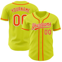 Laden Sie das Bild in den Galerie-Viewer, Custom Neon Yellow Orange-White Authentic Baseball Jersey