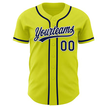 Laden Sie das Bild in den Galerie-Viewer, Custom Neon Yellow Navy-White Authentic Baseball Jersey