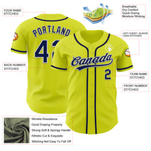 Laden Sie das Bild in den Galerie-Viewer, Custom Neon Yellow Navy-White Authentic Baseball Jersey