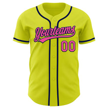 Laden Sie das Bild in den Galerie-Viewer, Custom Neon Yellow Pink-Navy Authentic Baseball Jersey