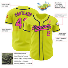 Laden Sie das Bild in den Galerie-Viewer, Custom Neon Yellow Pink-Navy Authentic Baseball Jersey