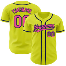 Laden Sie das Bild in den Galerie-Viewer, Custom Neon Yellow Pink-Navy Authentic Baseball Jersey
