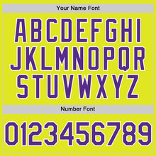 Laden Sie das Bild in den Galerie-Viewer, Custom Neon Yellow Purple-White Authentic Baseball Jersey