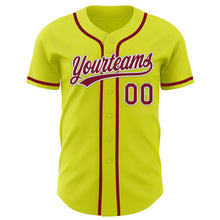Laden Sie das Bild in den Galerie-Viewer, Custom Neon Yellow Crimson-White Authentic Baseball Jersey