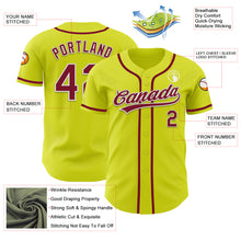 Laden Sie das Bild in den Galerie-Viewer, Custom Neon Yellow Crimson-White Authentic Baseball Jersey