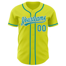 Загрузить изображение в средство просмотра галереи, Custom Neon Yellow Teal-White Authentic Baseball Jersey