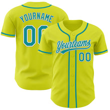Загрузить изображение в средство просмотра галереи, Custom Neon Yellow Teal-White Authentic Baseball Jersey