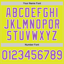 Laden Sie das Bild in den Galerie-Viewer, Custom Neon Yellow Medium Purple-White Authentic Baseball Jersey