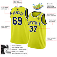 Laden Sie das Bild in den Galerie-Viewer, Custom Neon Yellow Navy-White Authentic Basketball Jersey
