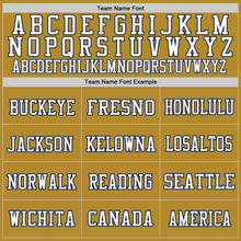 Load image into Gallery viewer, Custom Old Gold Navy-White Mesh Authentic Throwback Football Jersey