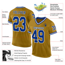 Load image into Gallery viewer, Custom Old Gold Royal-White Mesh Authentic Throwback Football Jersey