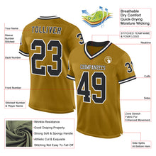 Load image into Gallery viewer, Custom Old Gold Black-White Mesh Authentic Throwback Football Jersey