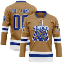 Загрузить изображение в средство просмотра галереи, Custom Old Gold Royal-White Hockey Lace Neck Jersey