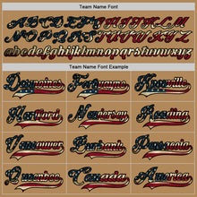 Load image into Gallery viewer, Custom Old Gold Vintage USA Flag Black-Crimson Hockey Lace Neck Jersey